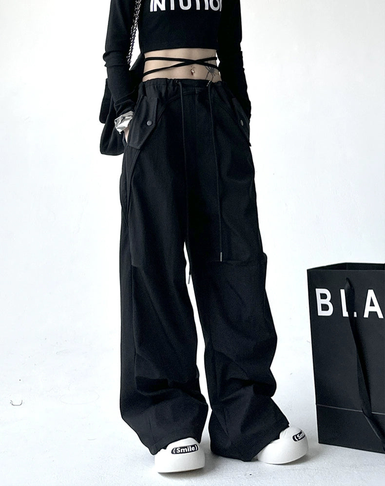 Utility Pocket Wide-Leg Trousers - chiclara