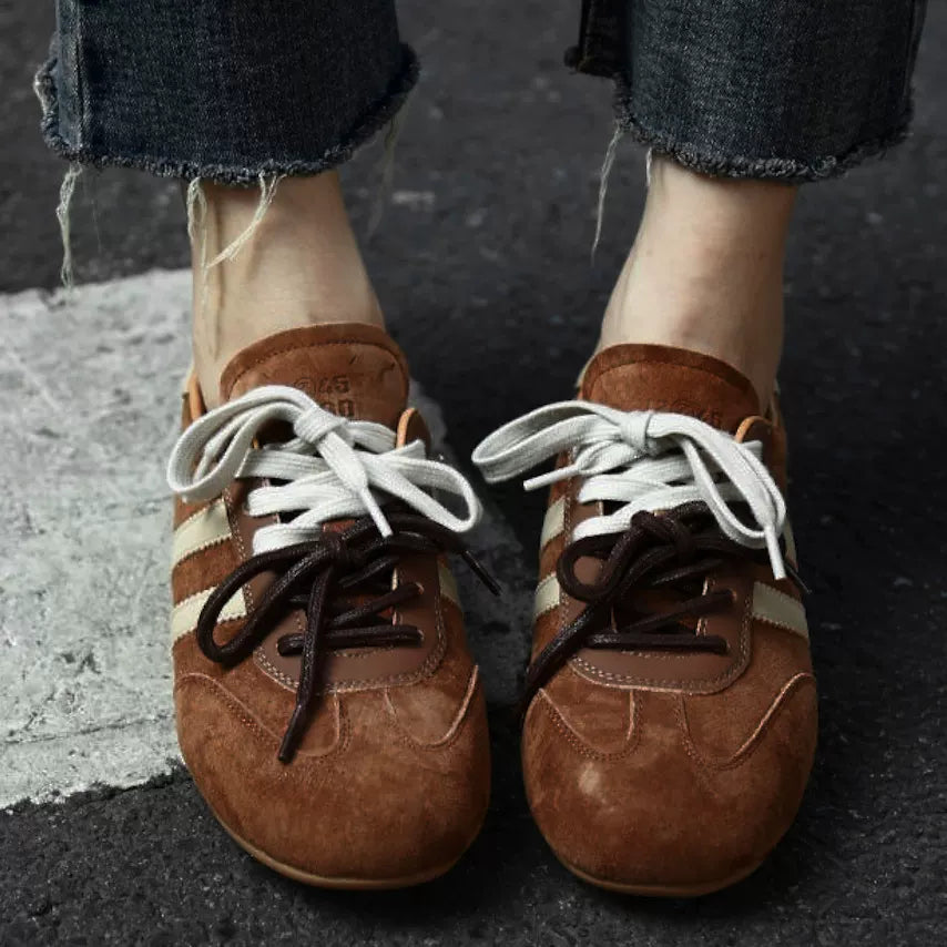 Vintage Brown Suede Stripe Shoes