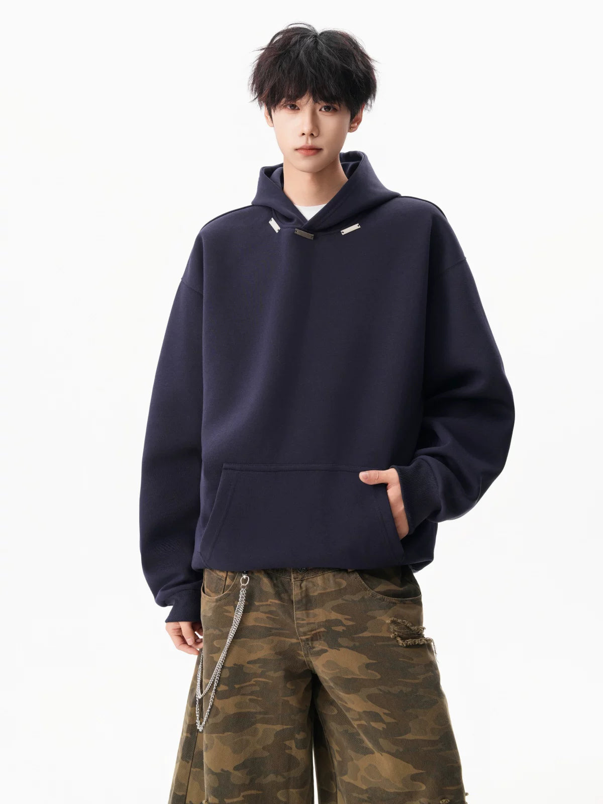 Noir Minimal Drop‑Shoulder Hoodie