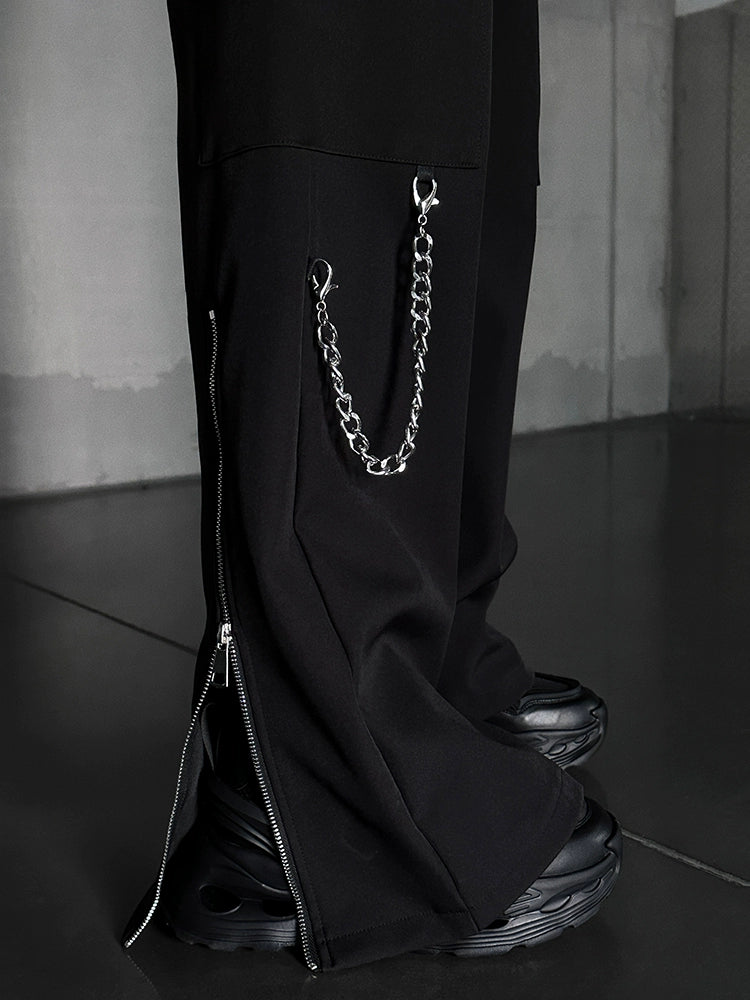 Black Techwear Cargo Pants with Chain
