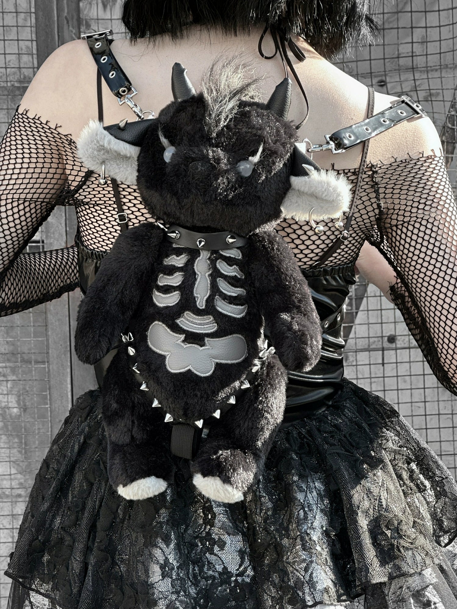 Gothic Plush Skeleton Monster Backpack