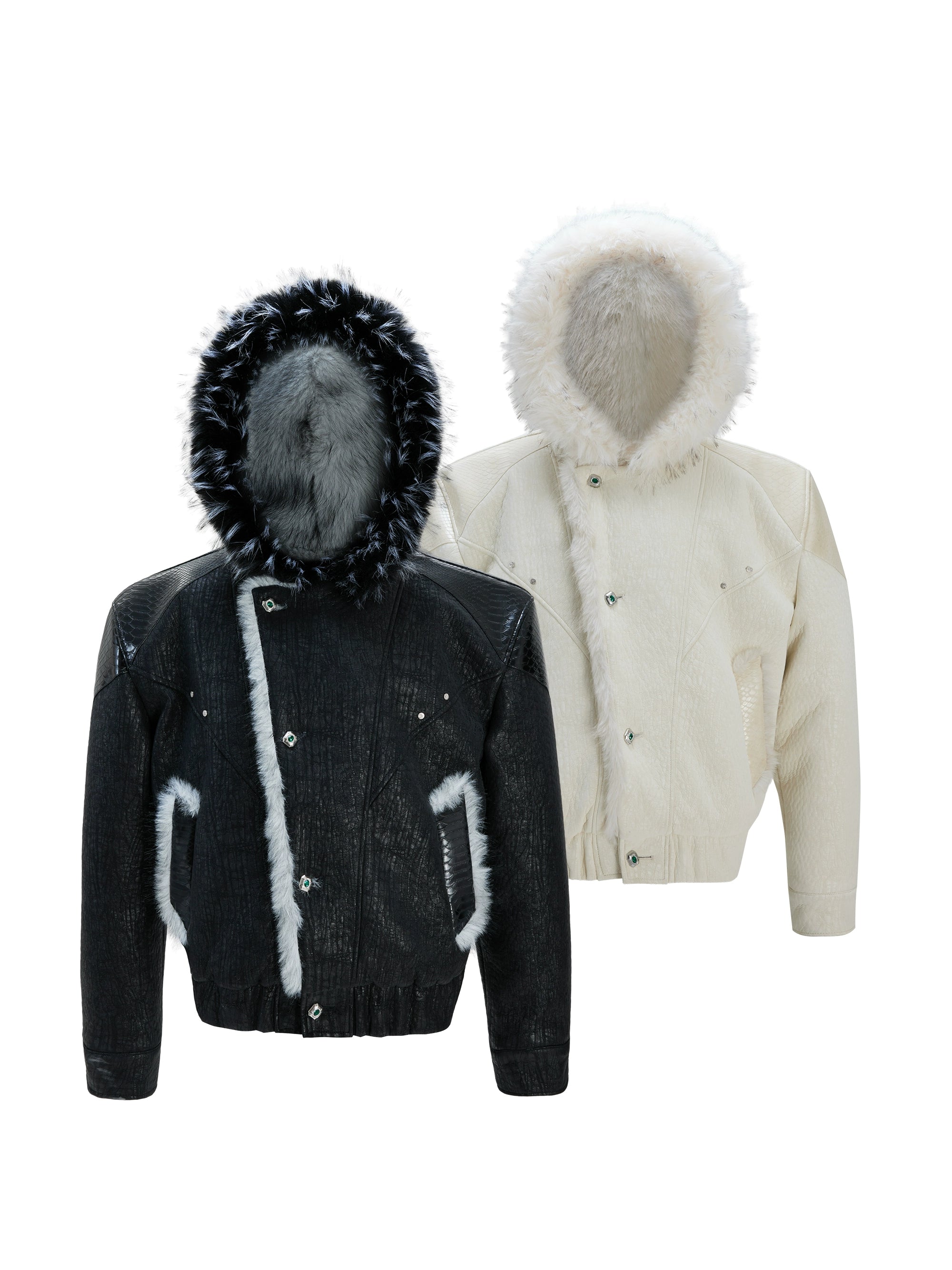 Faux Fur Lined Hooded Bomber Jackets