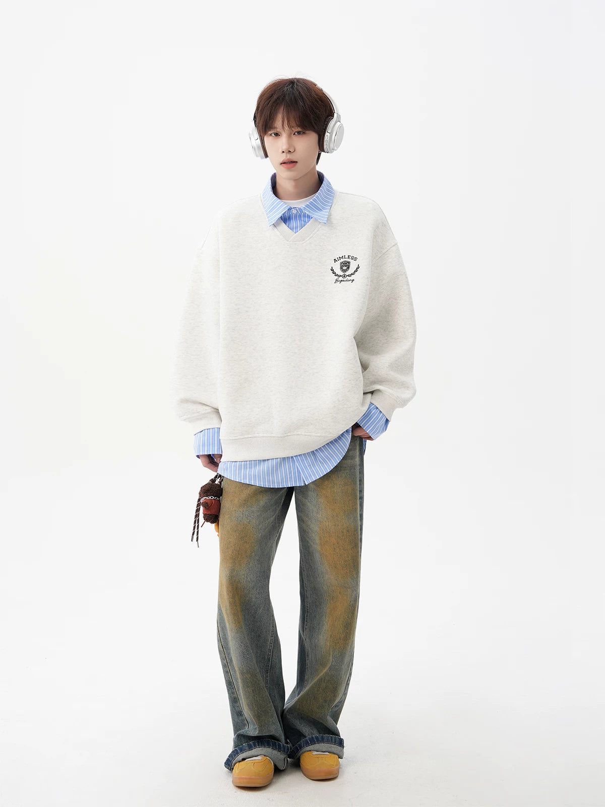 Aimless Crest Layered V-Sweatshirt