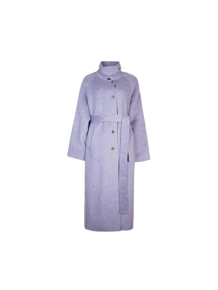 Stand Collar Wool Overcoat