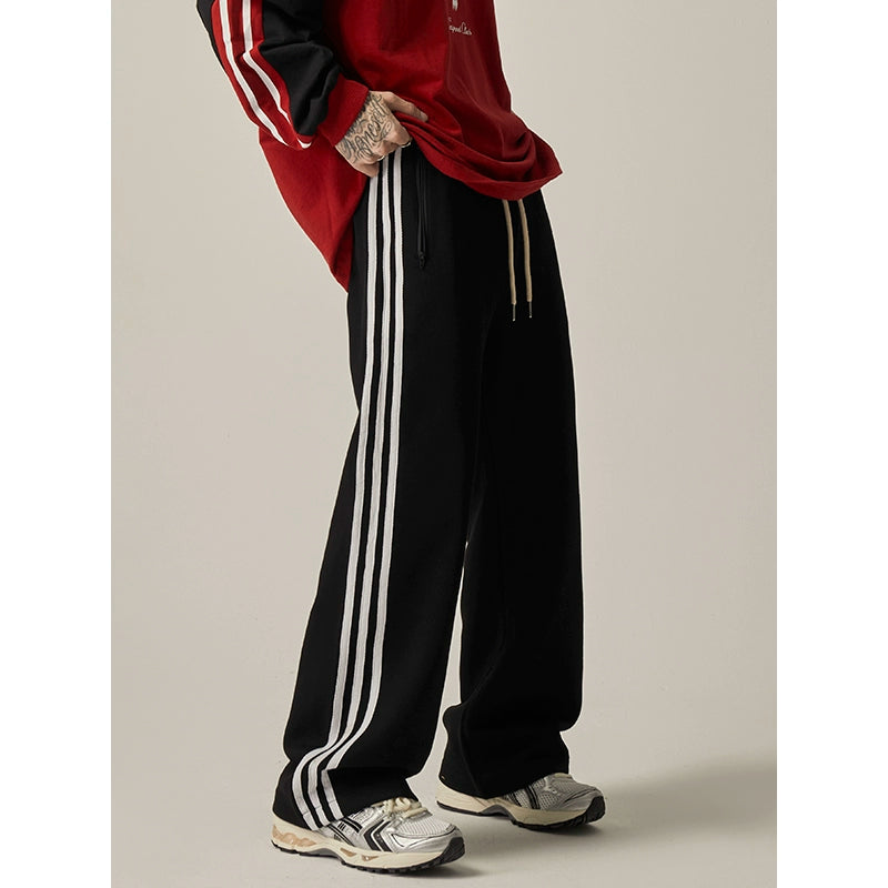 Brown Striped Wide Track Pants
