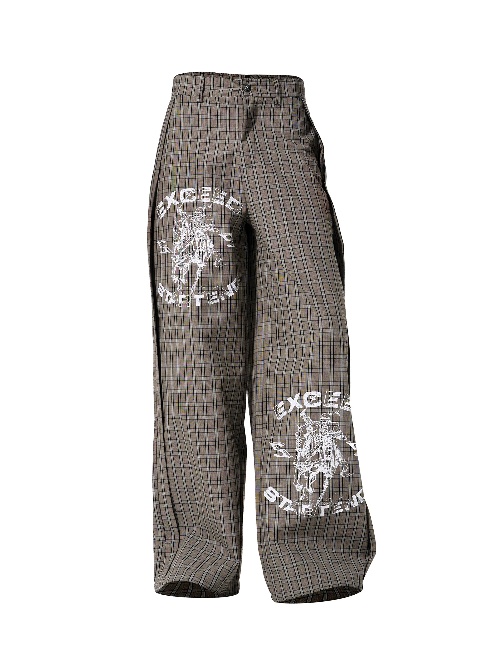 Rodeo Grid Graffiti Wide‑Leg Trousers