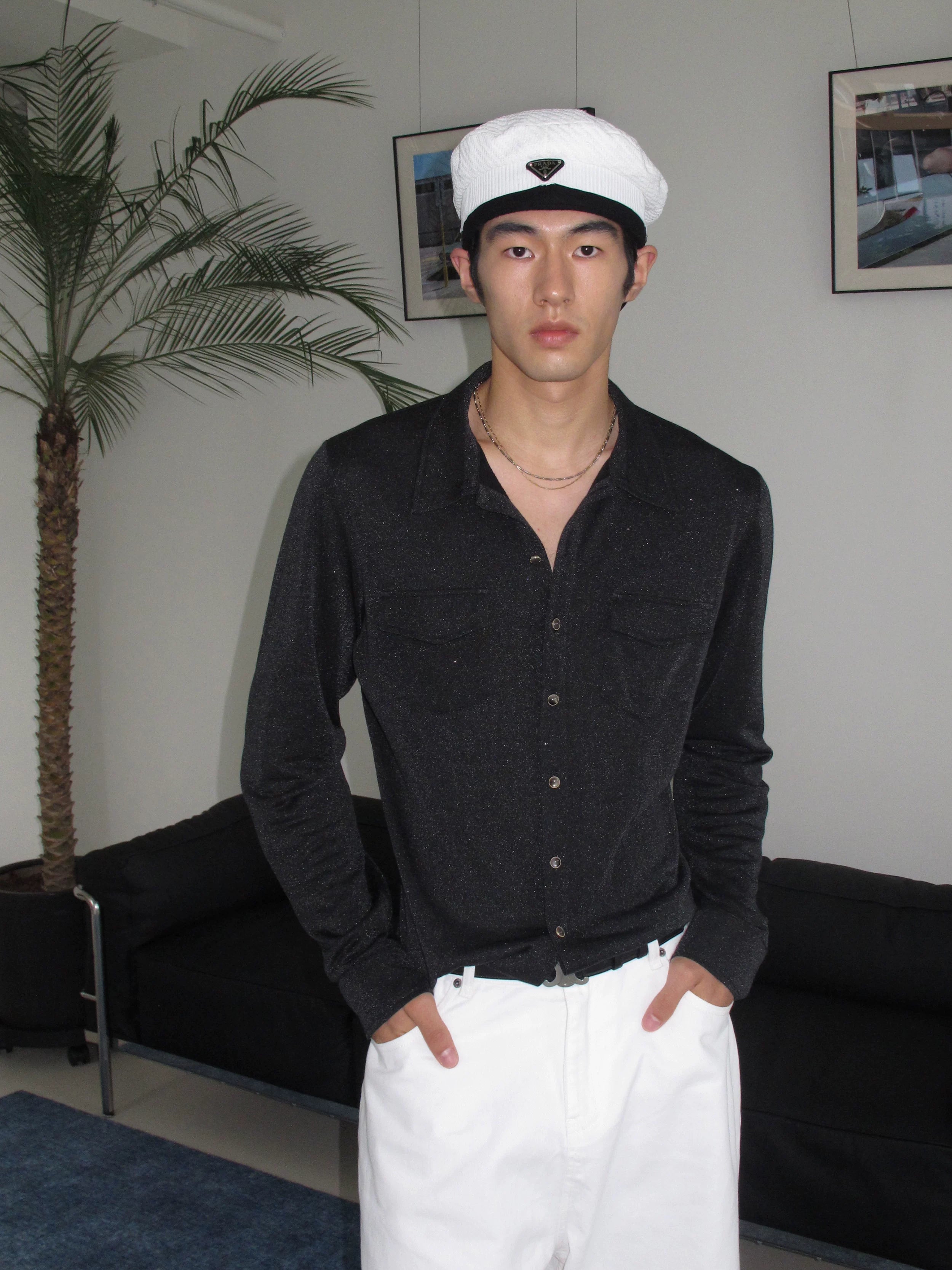 Midnight Shimmer Knit Button Shirt