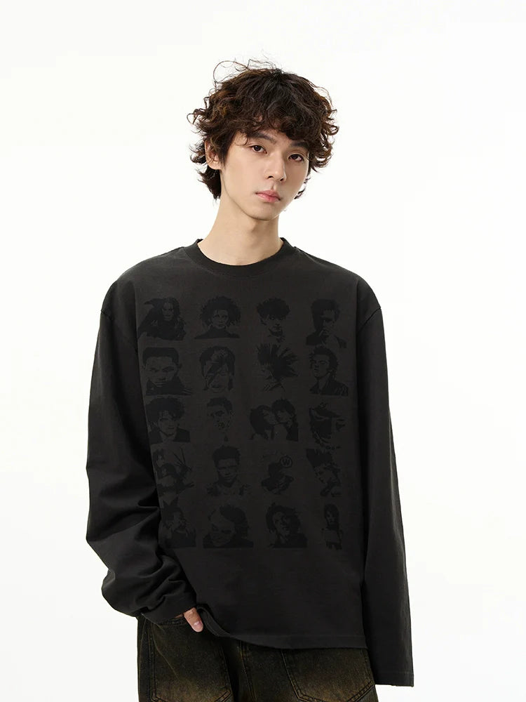 Whimsical Character Print Long Sleeve Tee - chiclara