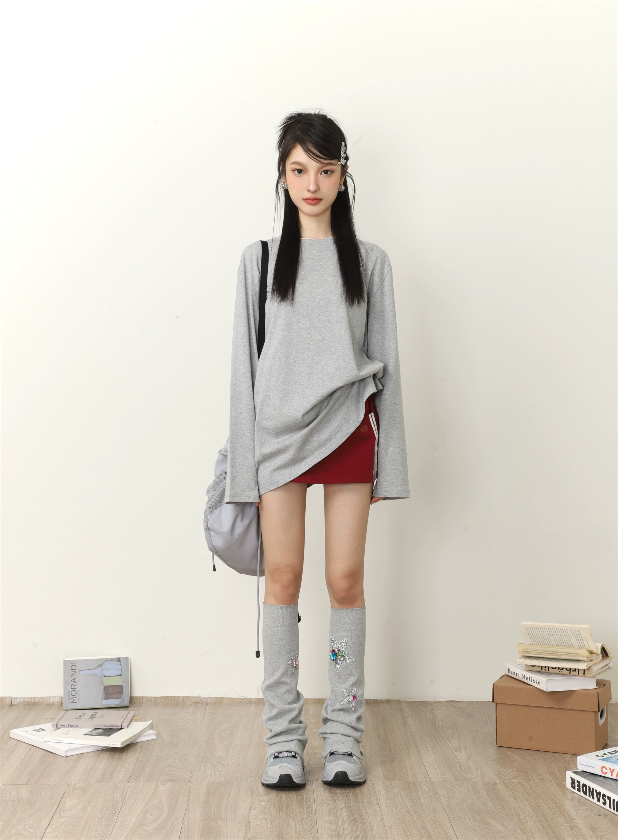 Feste Farbe Lose Long Sleeve T-Shirt