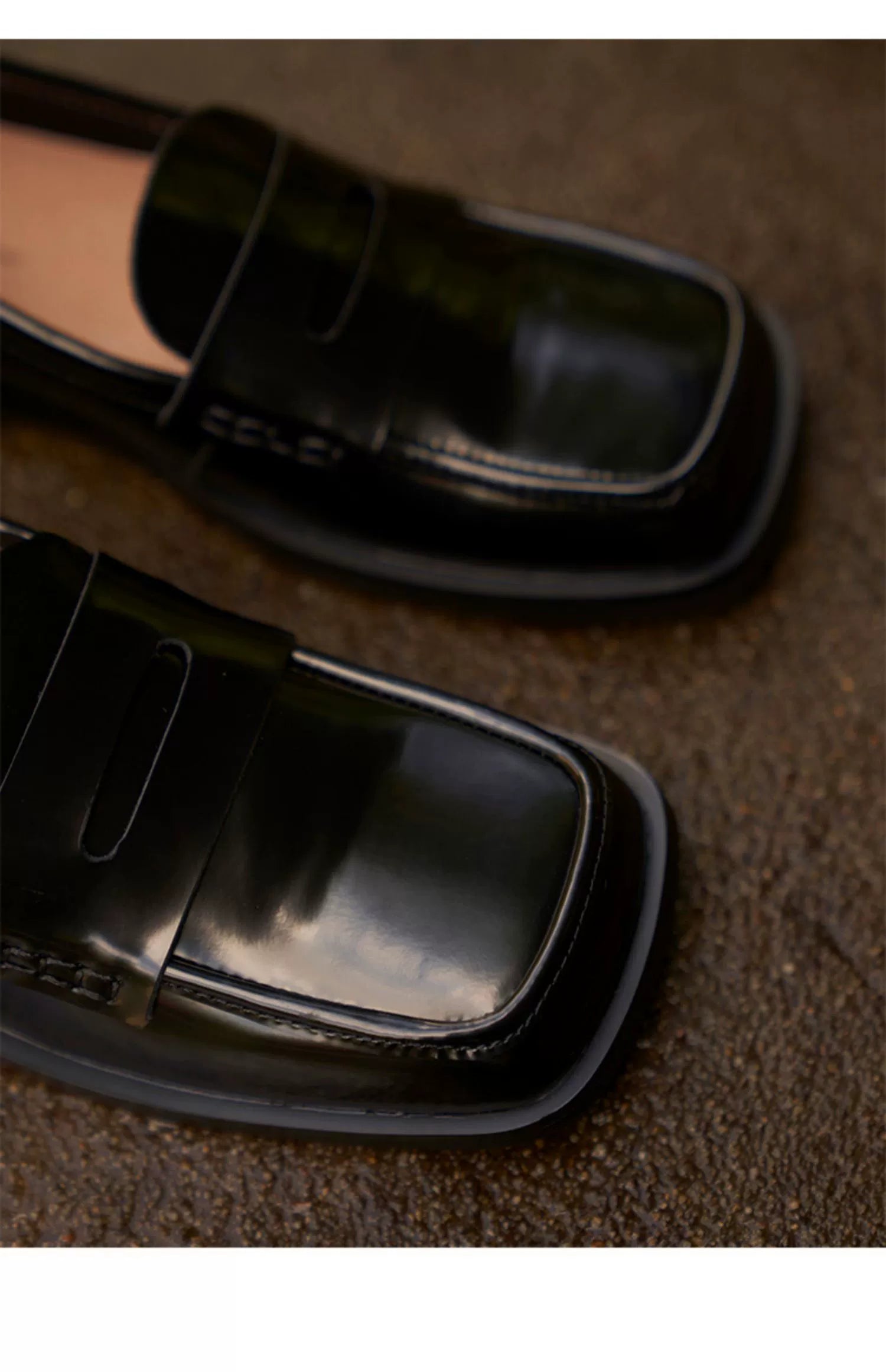 Black Patent Leather Square Toe Loafers