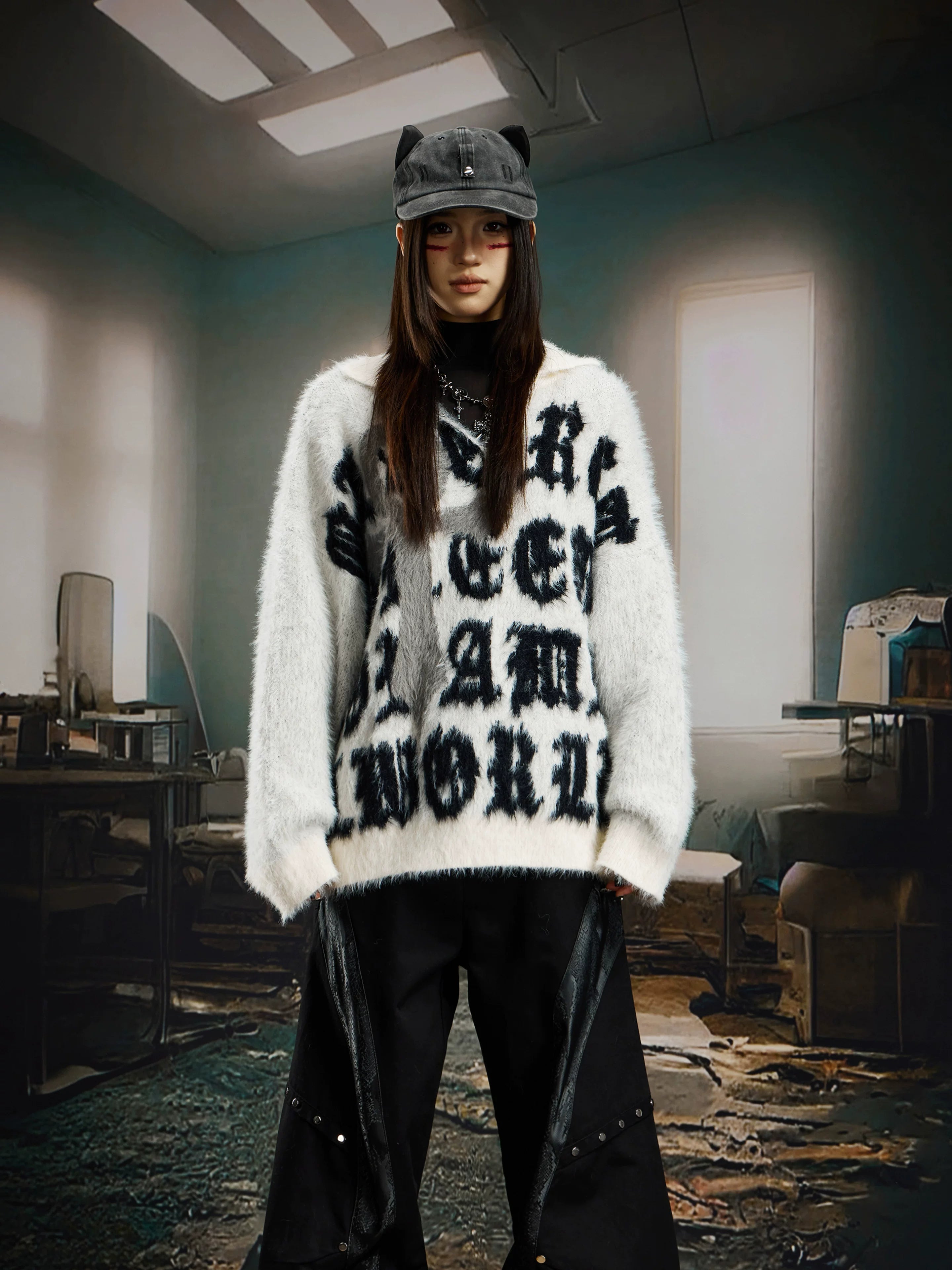 Abyss Gospel Fuzzy Cross Sweater