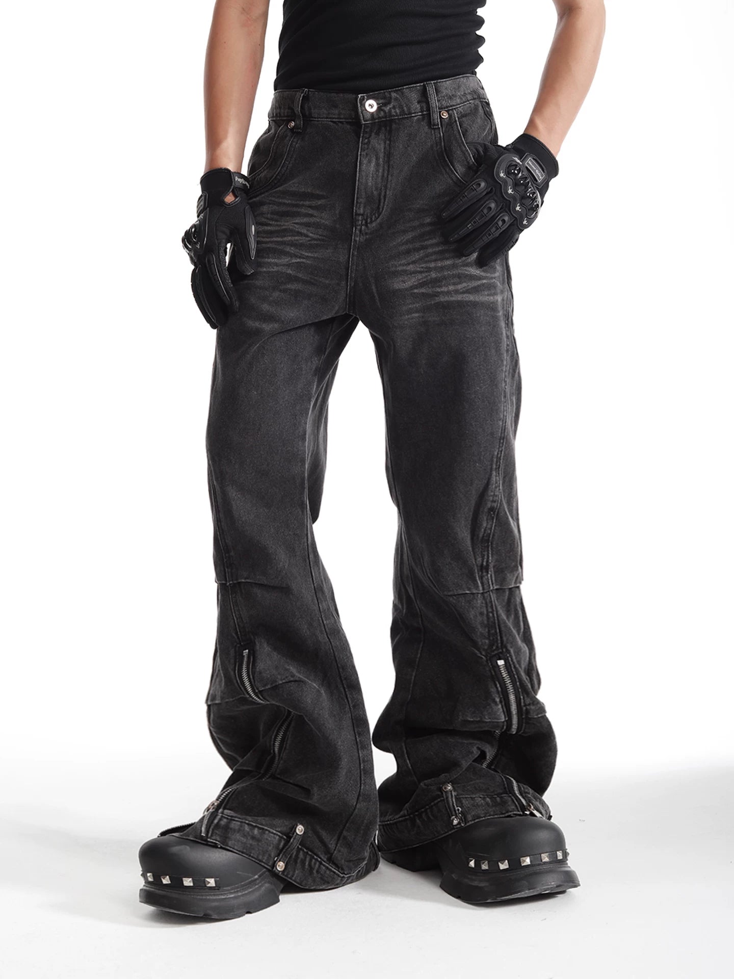 Shadow Flare Zip Denim Jeans