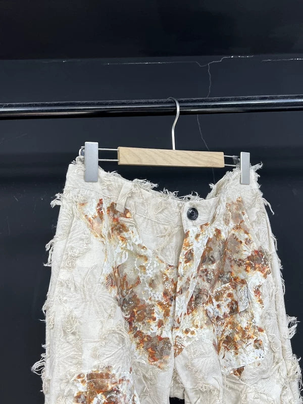 Rust Bloom Shag Texture Flare Pants