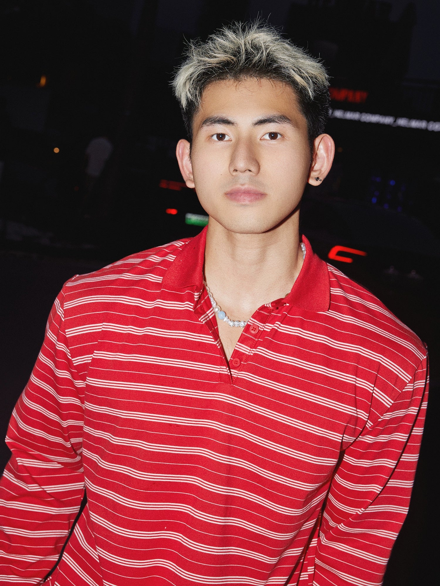 Red and White Striped Rugby Shirt
