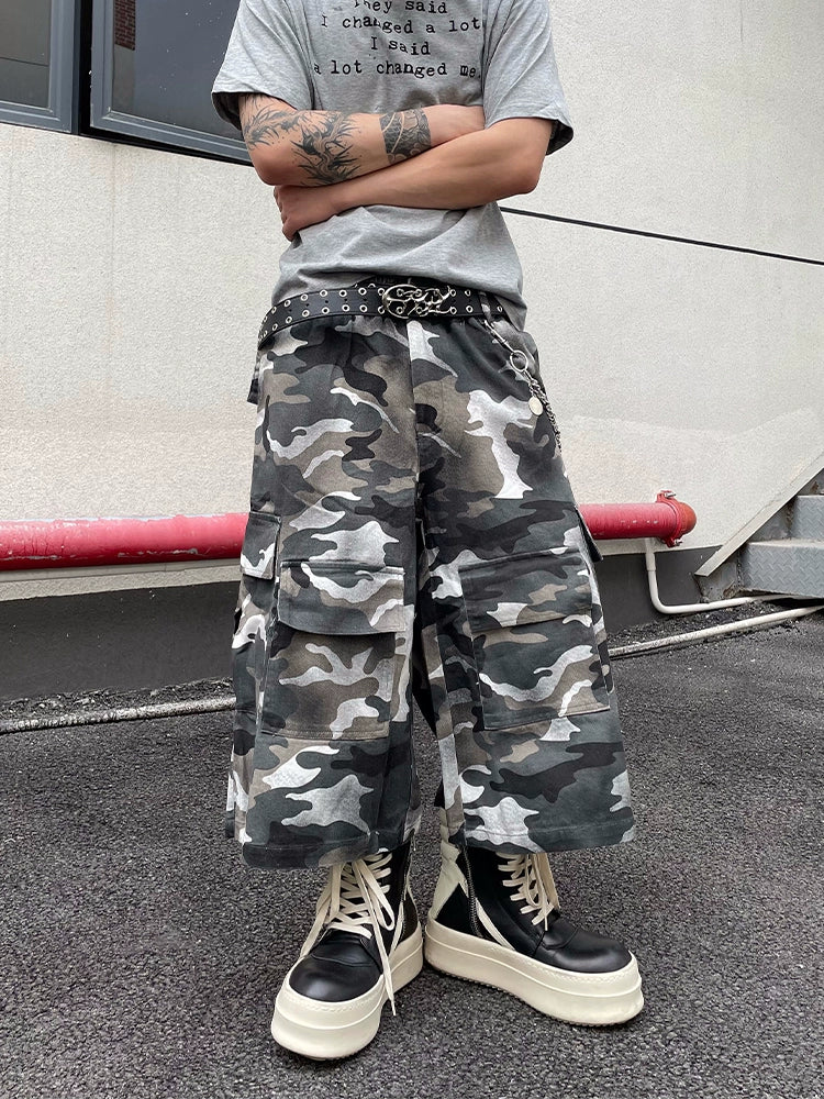 Monochrome Camo Cargo Shorts