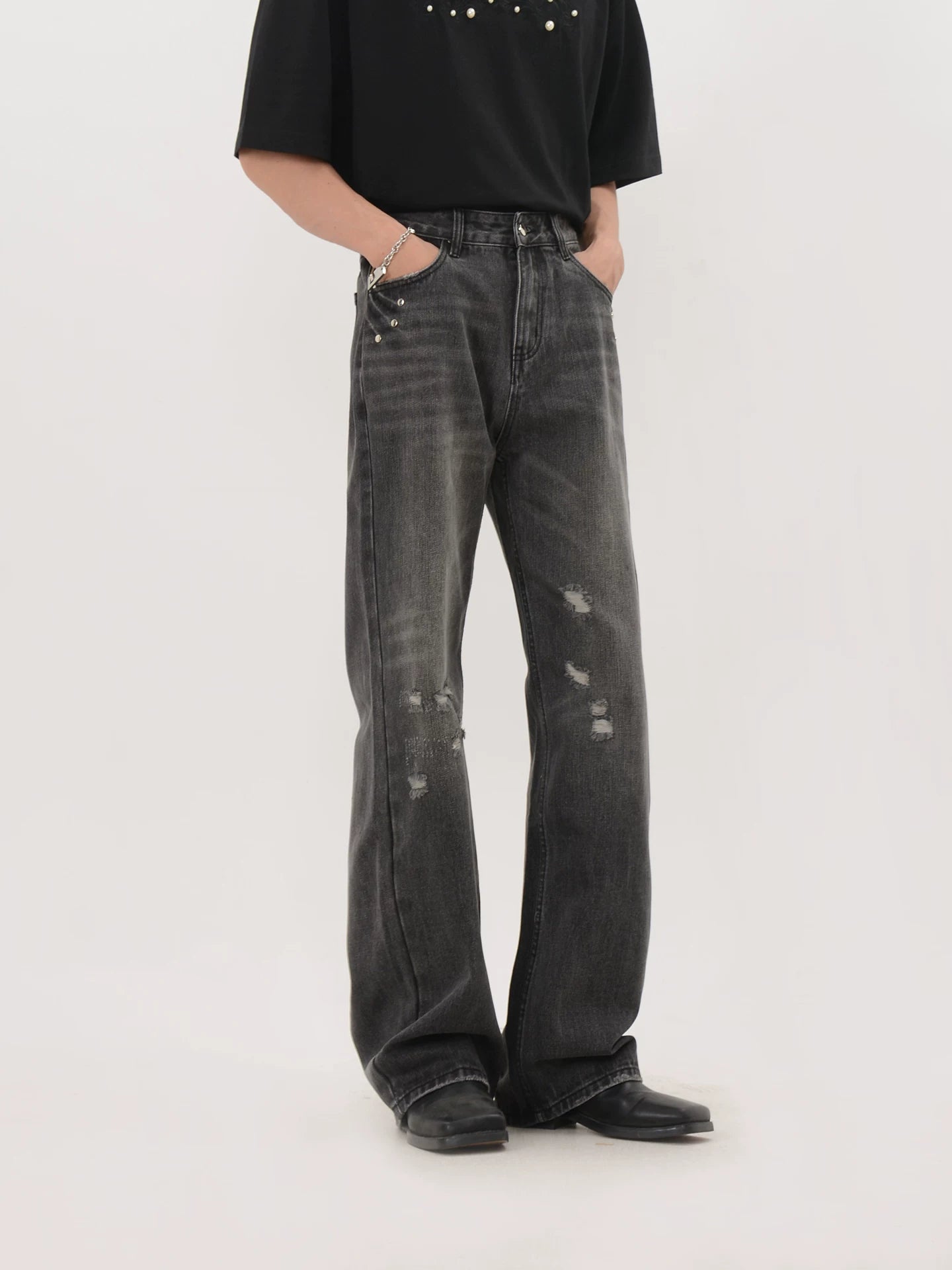 Shoreline Distressed Wide Denim