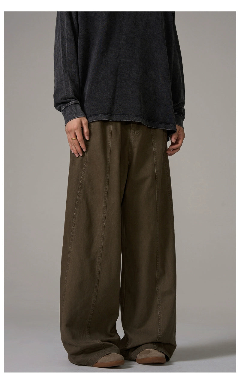 Wide-Leg Brown Wool Trousers