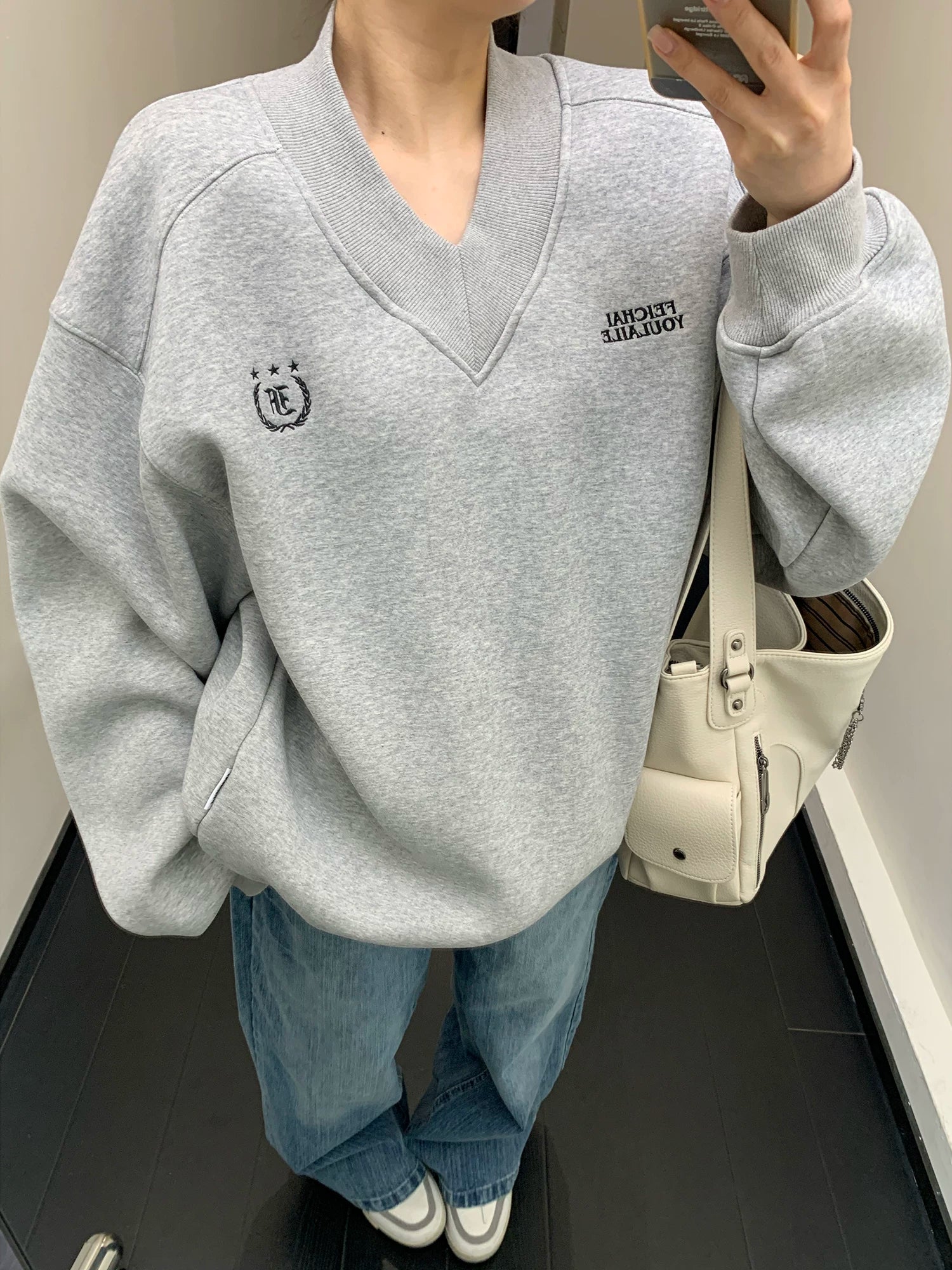 Crest V-Neck Sweatshirt