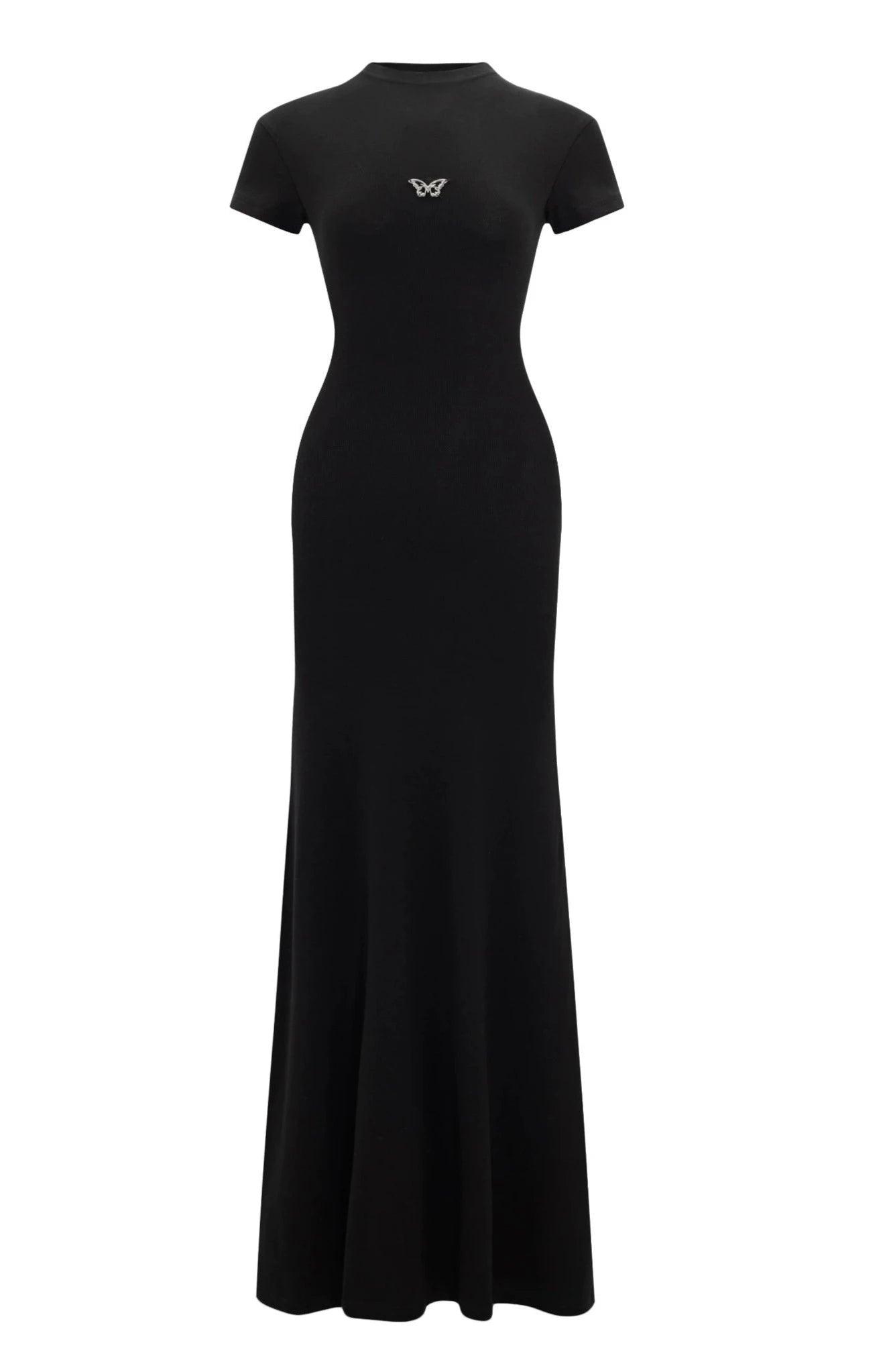 Luluswings Butterfly Emblem Fitted Maxi Dress - Women'S Elegant Evening Gown