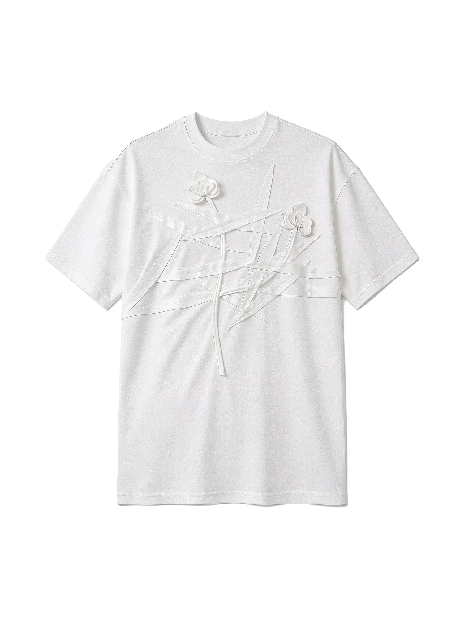 Ivory Crossed Bloom Relief Tee