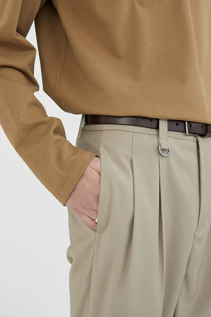 Pantalones de vestir de confort de doble plato