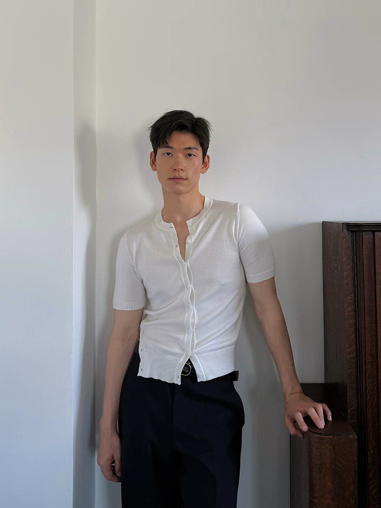 Ivory Sideline Button Knit Tee