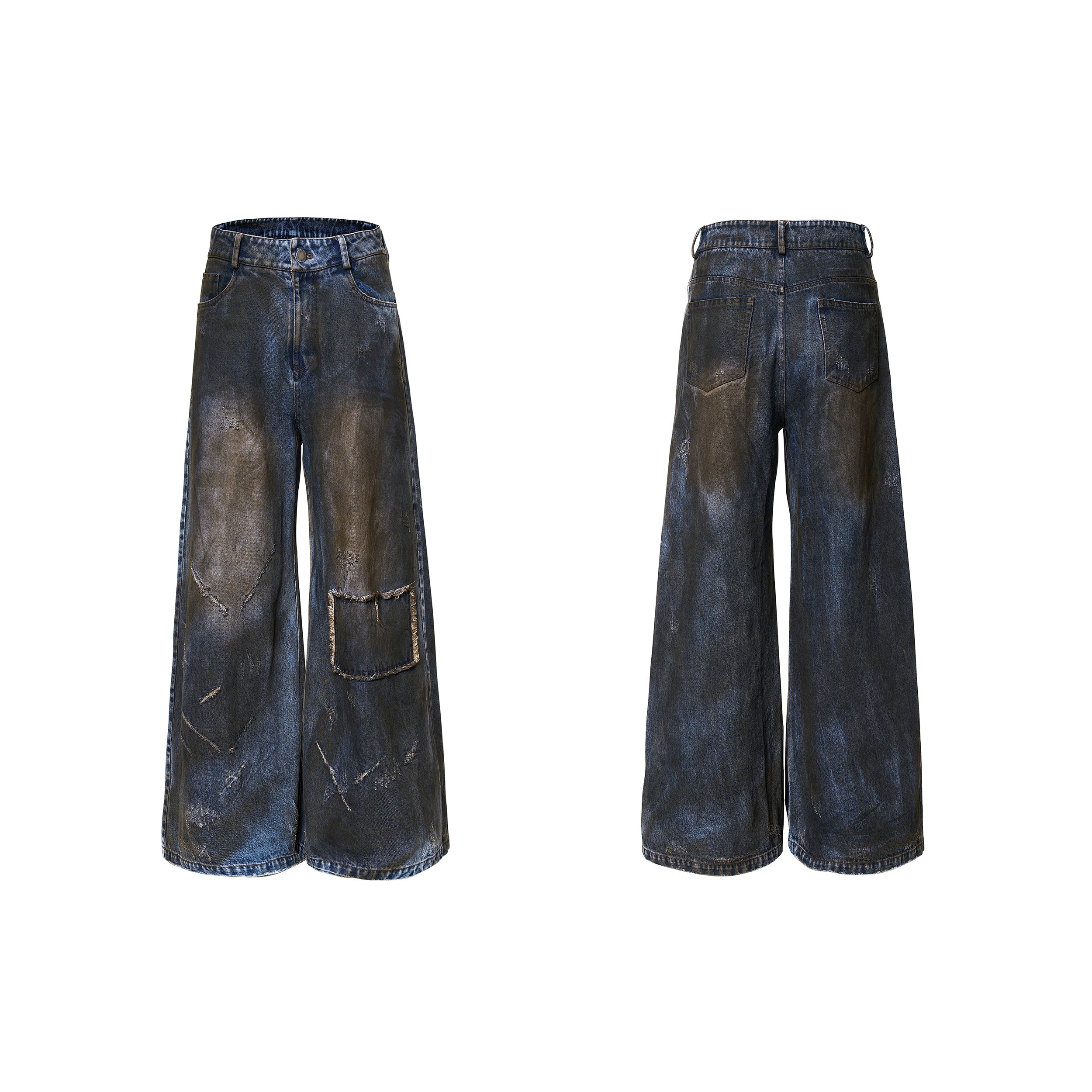 Vintage Wide Leg Patchwork Jeans