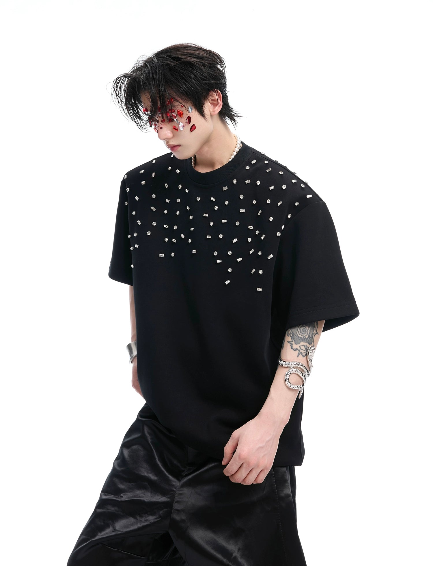 Pearl Cascade Cotton Black Tee