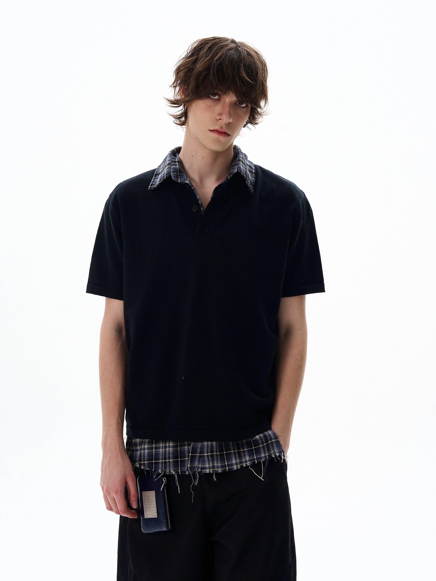 Short Sleeve Henley Shirt with Button Placket