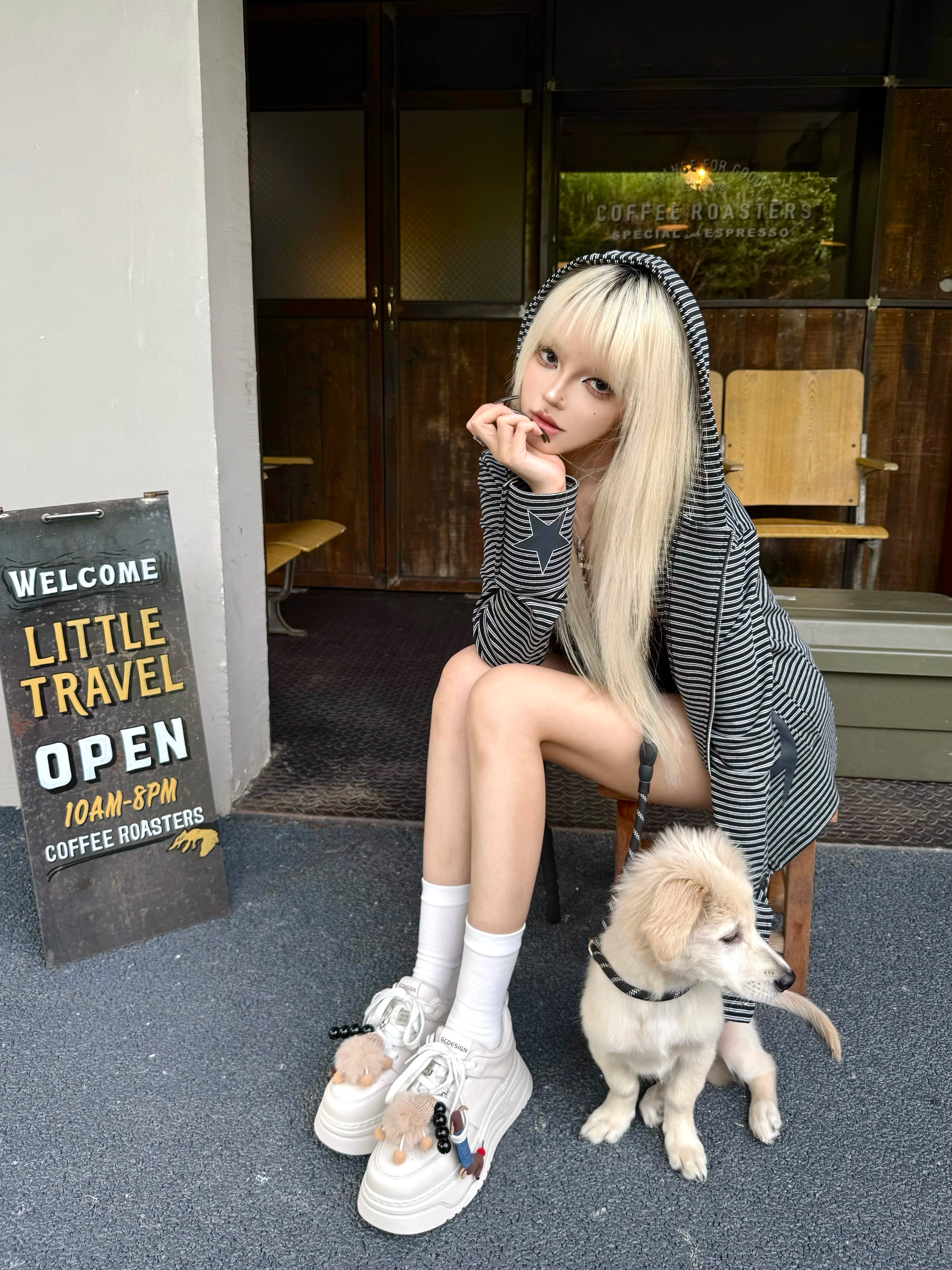 Treble Flame Stripe Star Hoodie