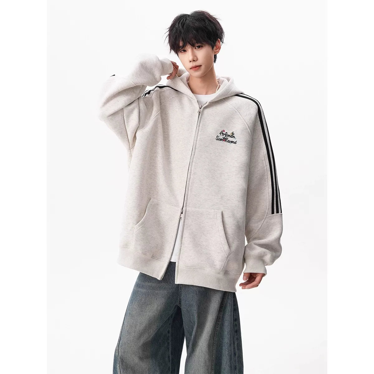 Triple Track Heather Zip Hoodie