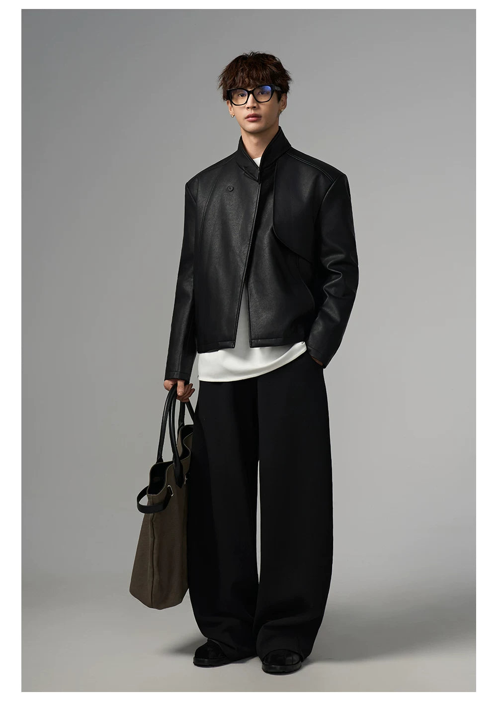 Obsidian Wave Asymmetric Leather Jacket
