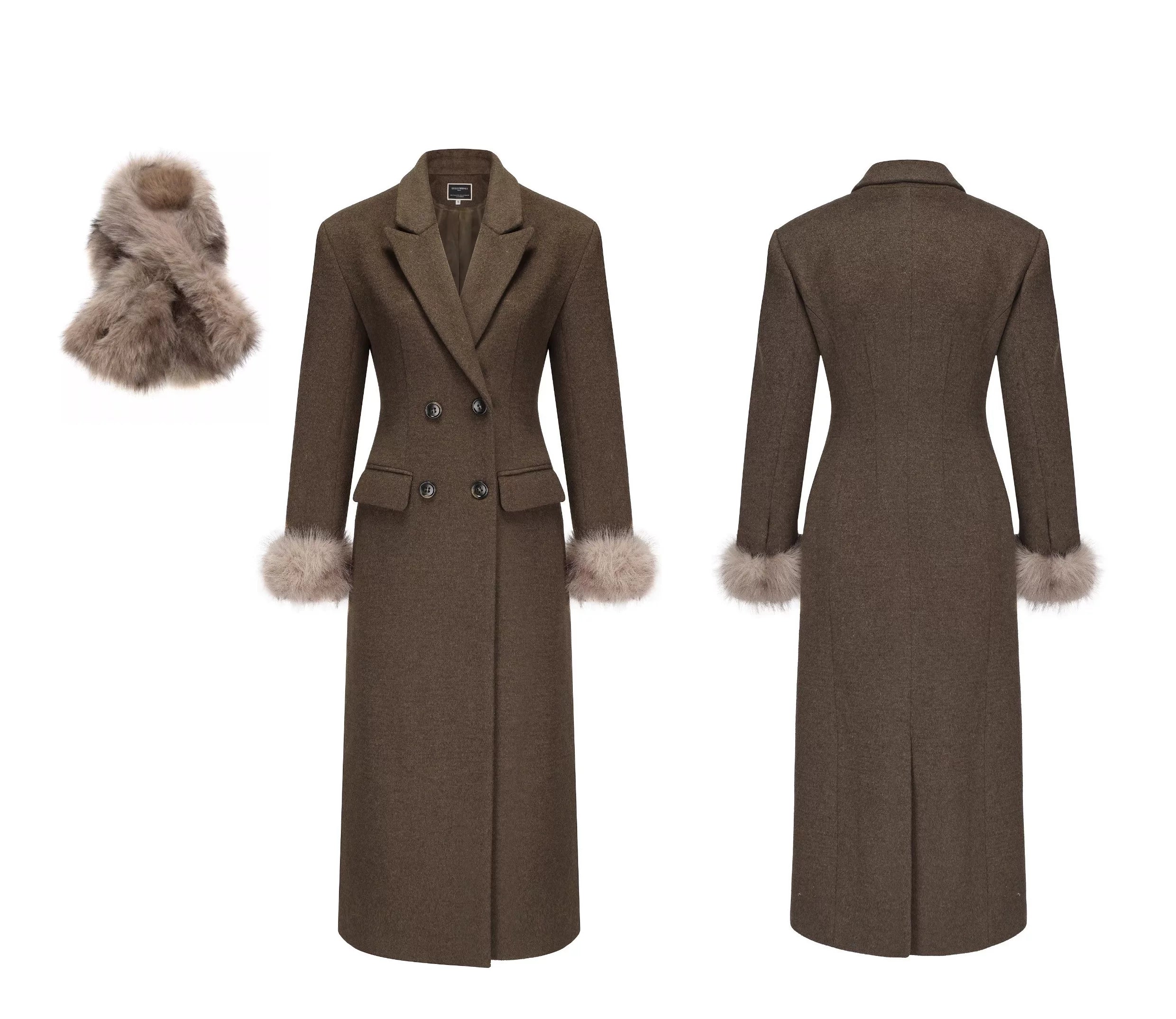 Midnight Marquis Faux Fur Cuff Coat