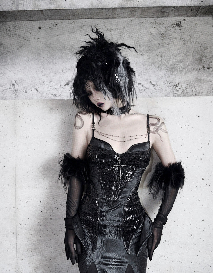 Black Corset Gothic Mermaid Dress