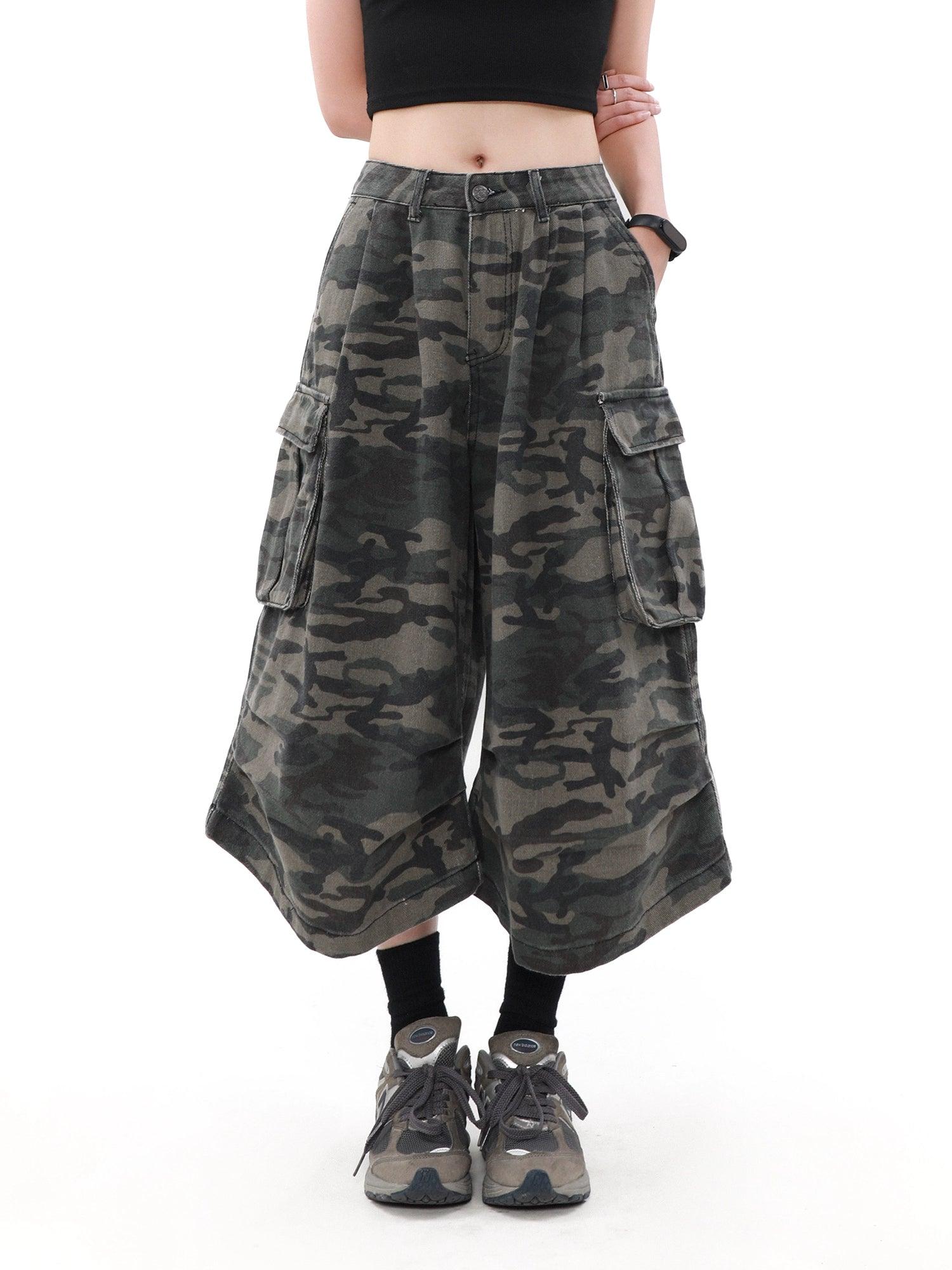 Mrnearly Camouflage Cargo Culottes - Unisexe Urban Streetwear Bottoms