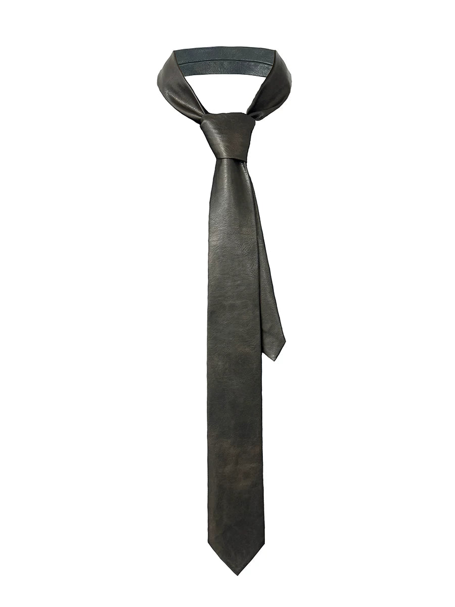 Faux-Leather Narrow Necktie