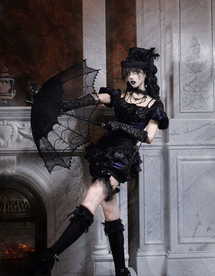 Gothic Ruffled Lace Bloomers with Garters