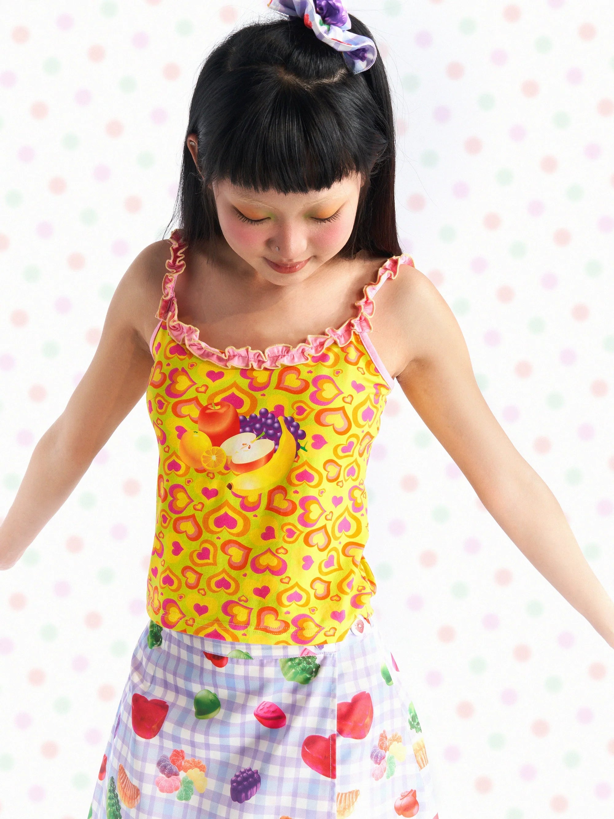 Sweet Hearts Fruit Ruffle Tank Top