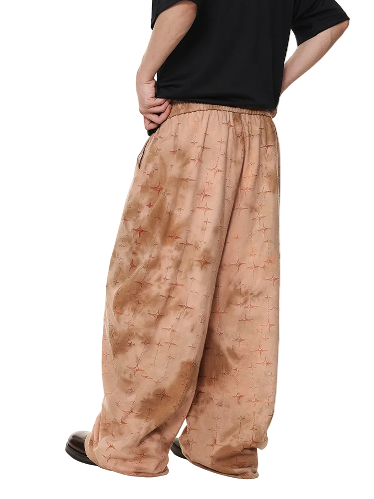 Star‑Etched Desert Satin Trousers