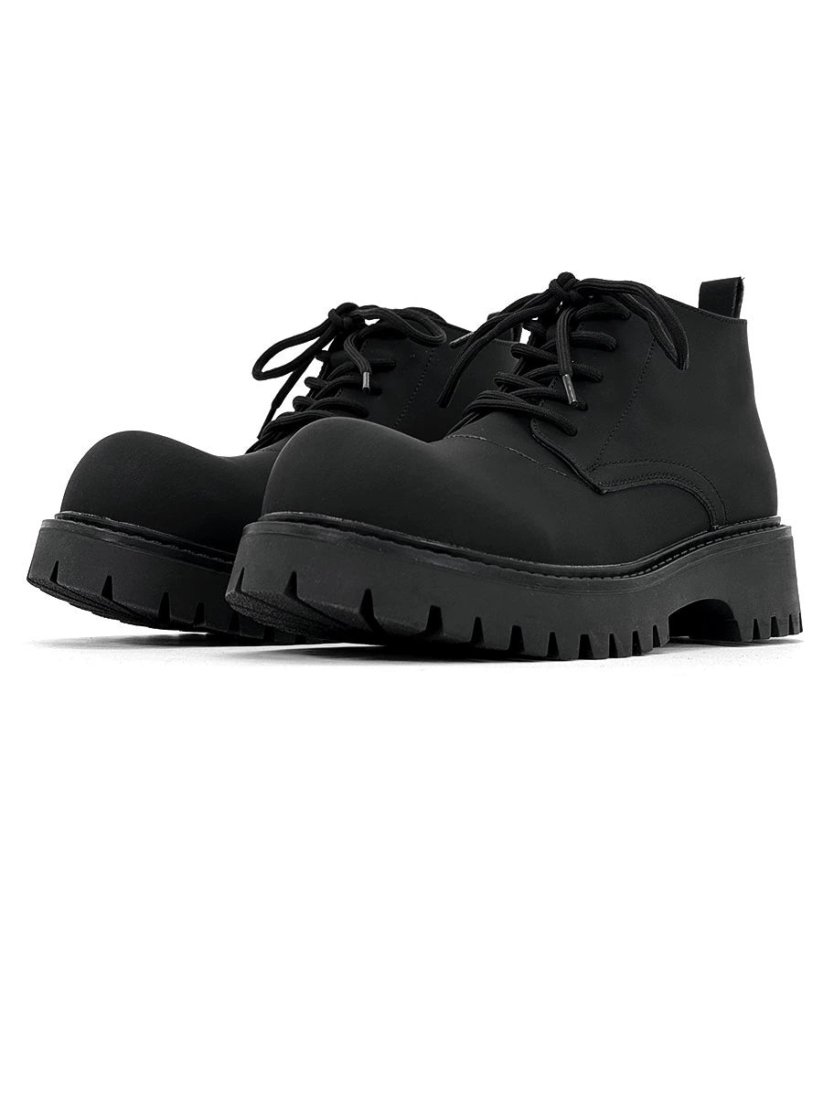 Chunky Black Platform Derby Shoes with Lug Soles