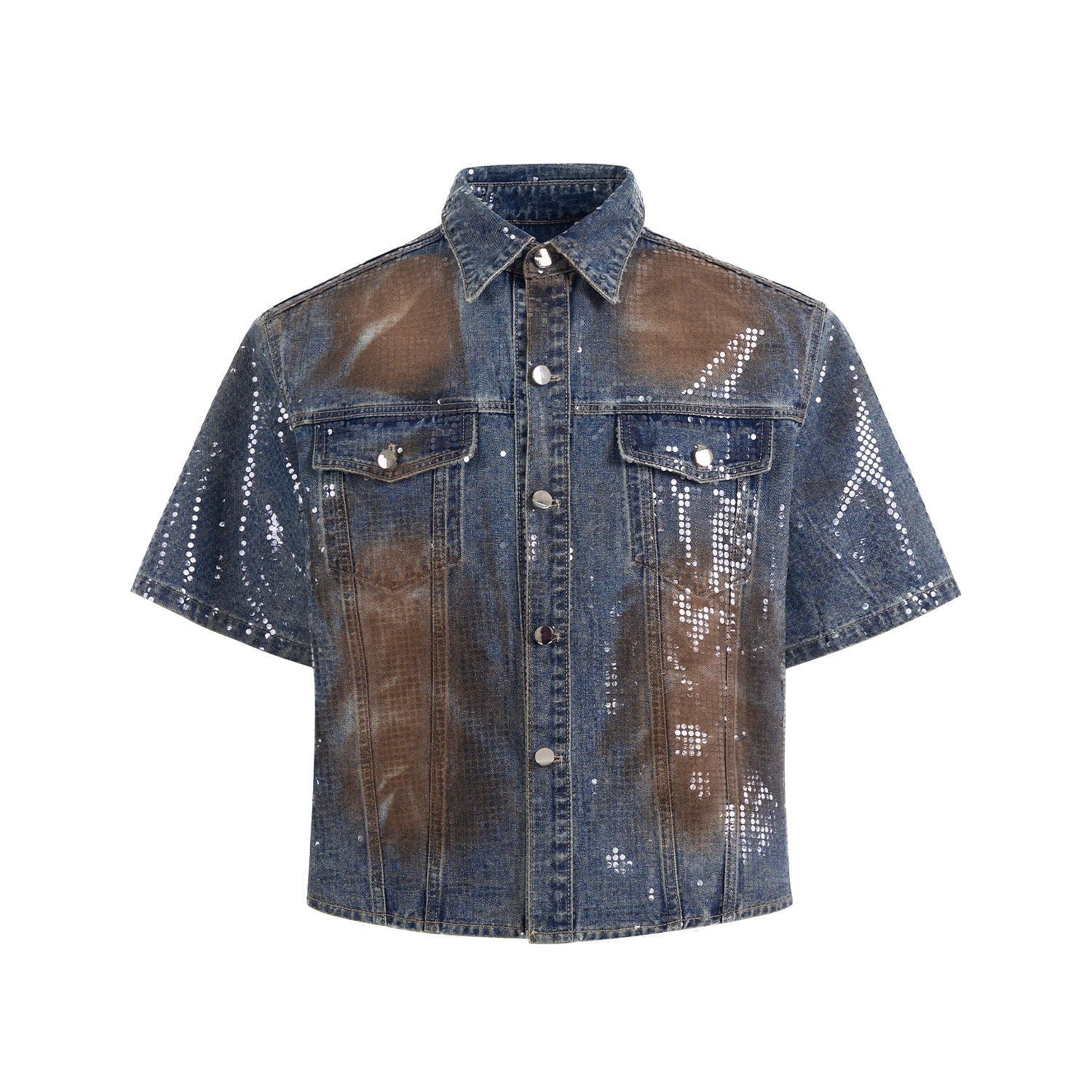Hot Stamping Metallic Denim Jacket and Jeans Setup