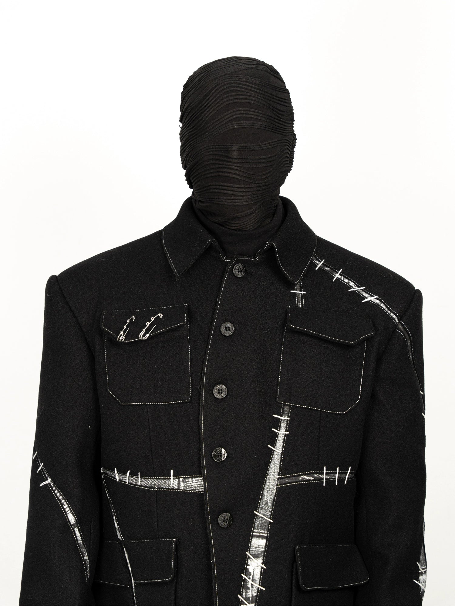 Stitch Detail Black Utility Jacket