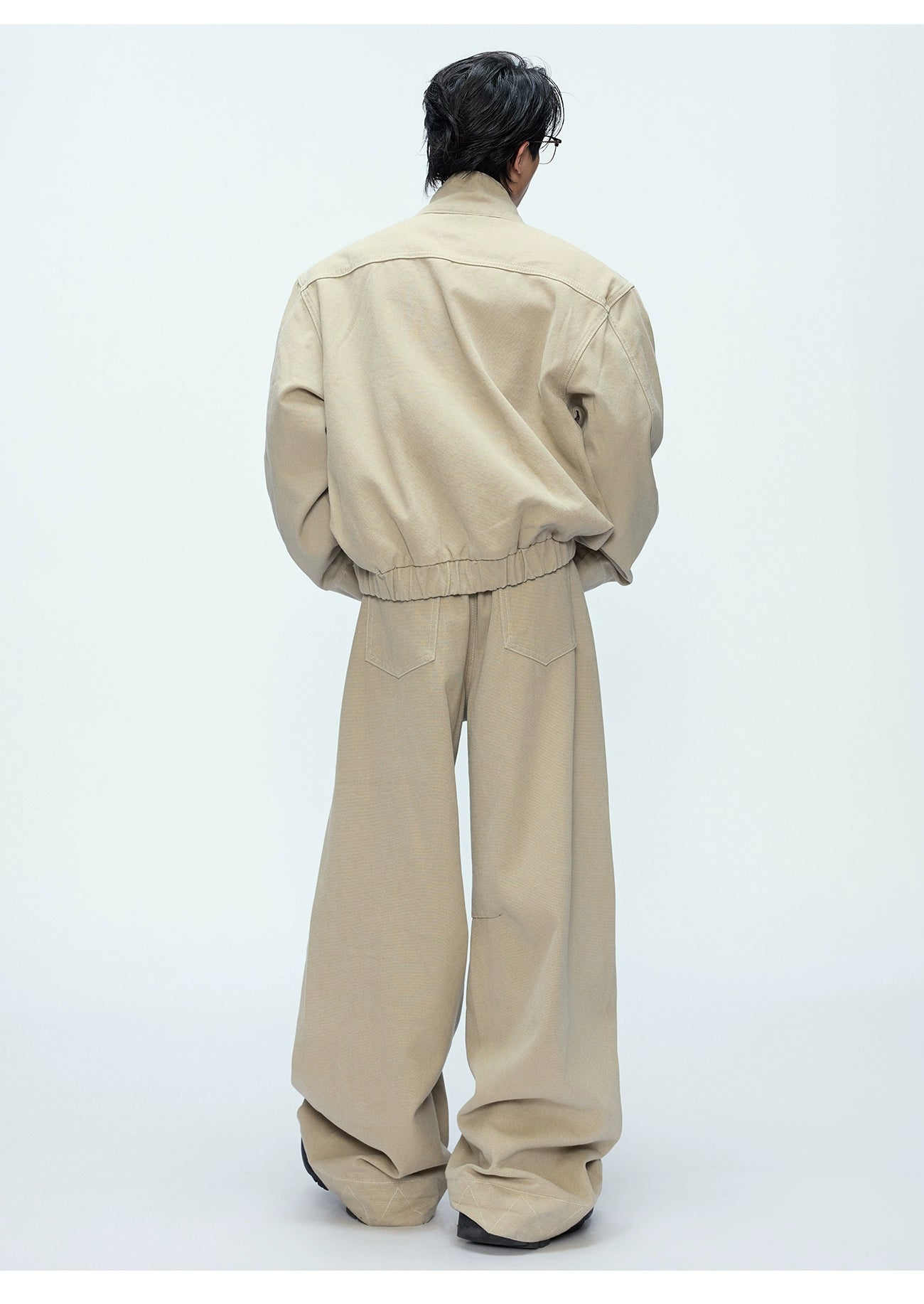 Oversized Bomber Jacket and Wide-Leg Trousers Setup