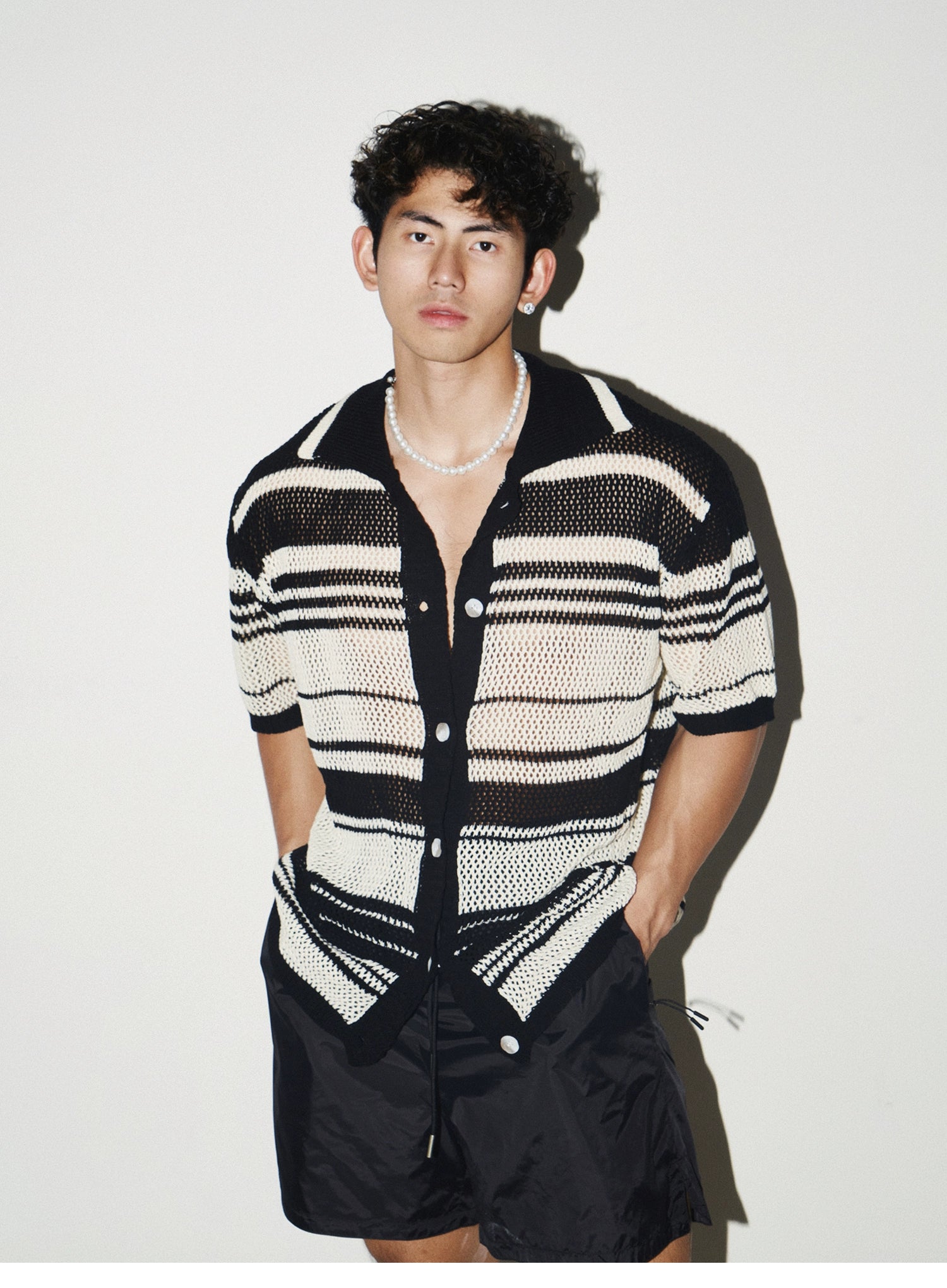 Hollow Out Niche Striped Shirt