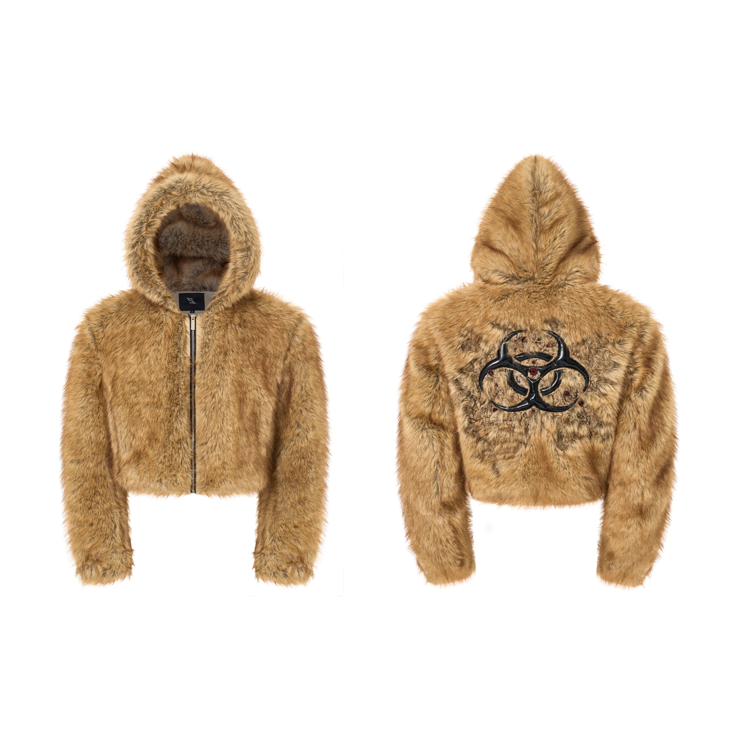 BioHazard Ember Faux Fur Hoodie Jacket