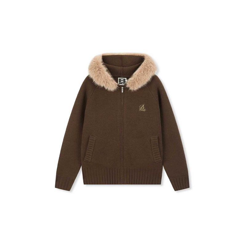 Frostline Faux Fur Hood Zip Cardigan