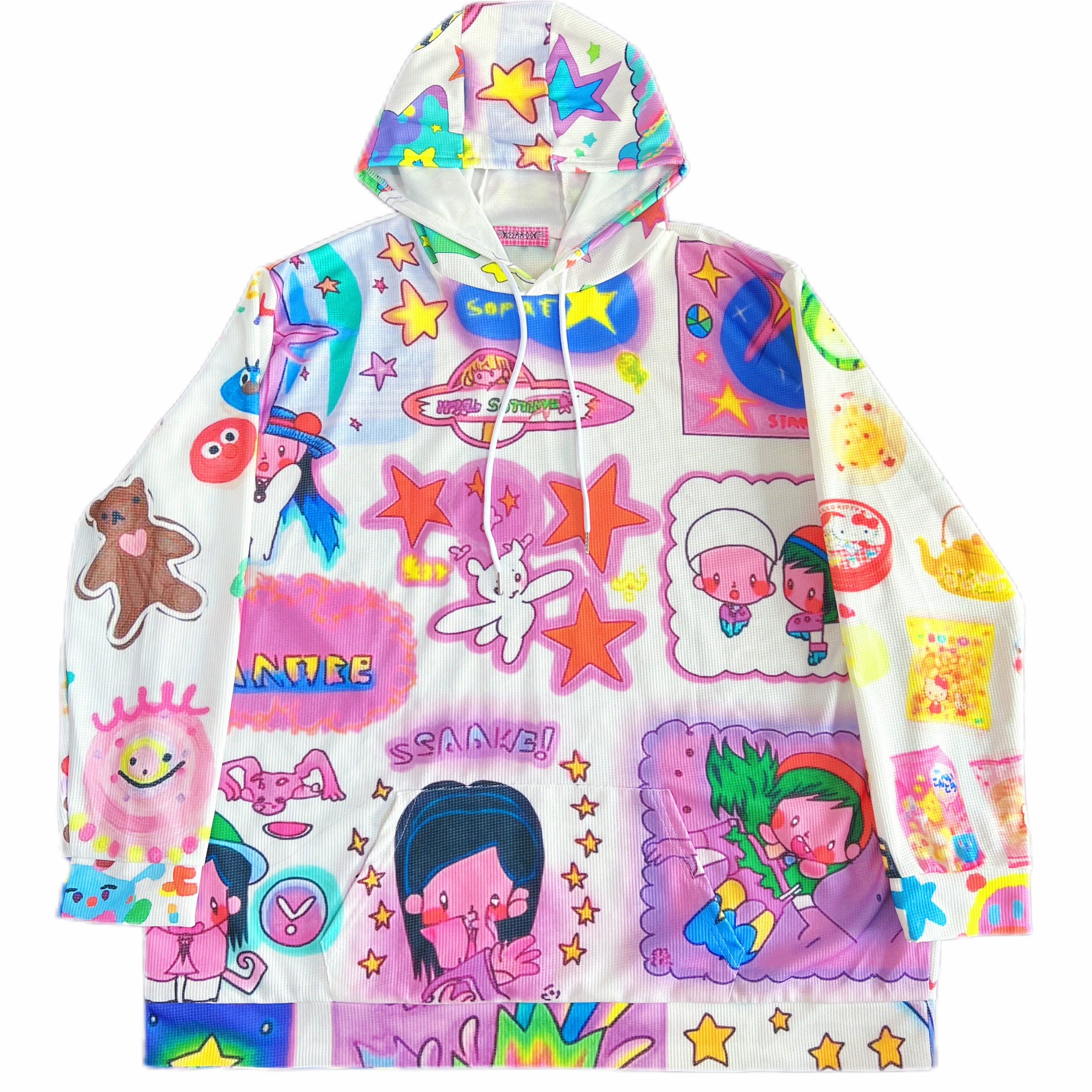 Kawaii Character Print Hoodie