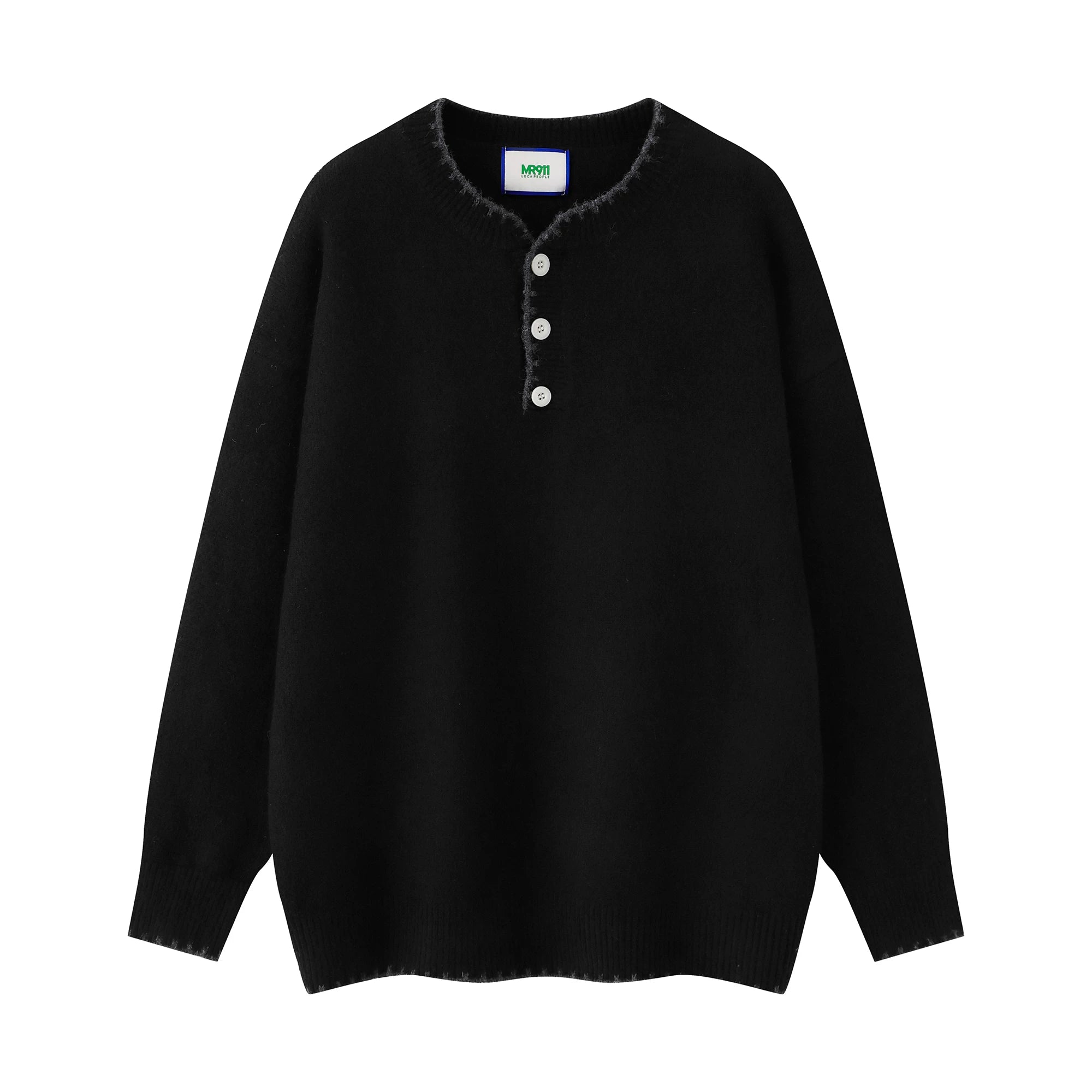 Frayedge Cozy Henley Knit Sweater