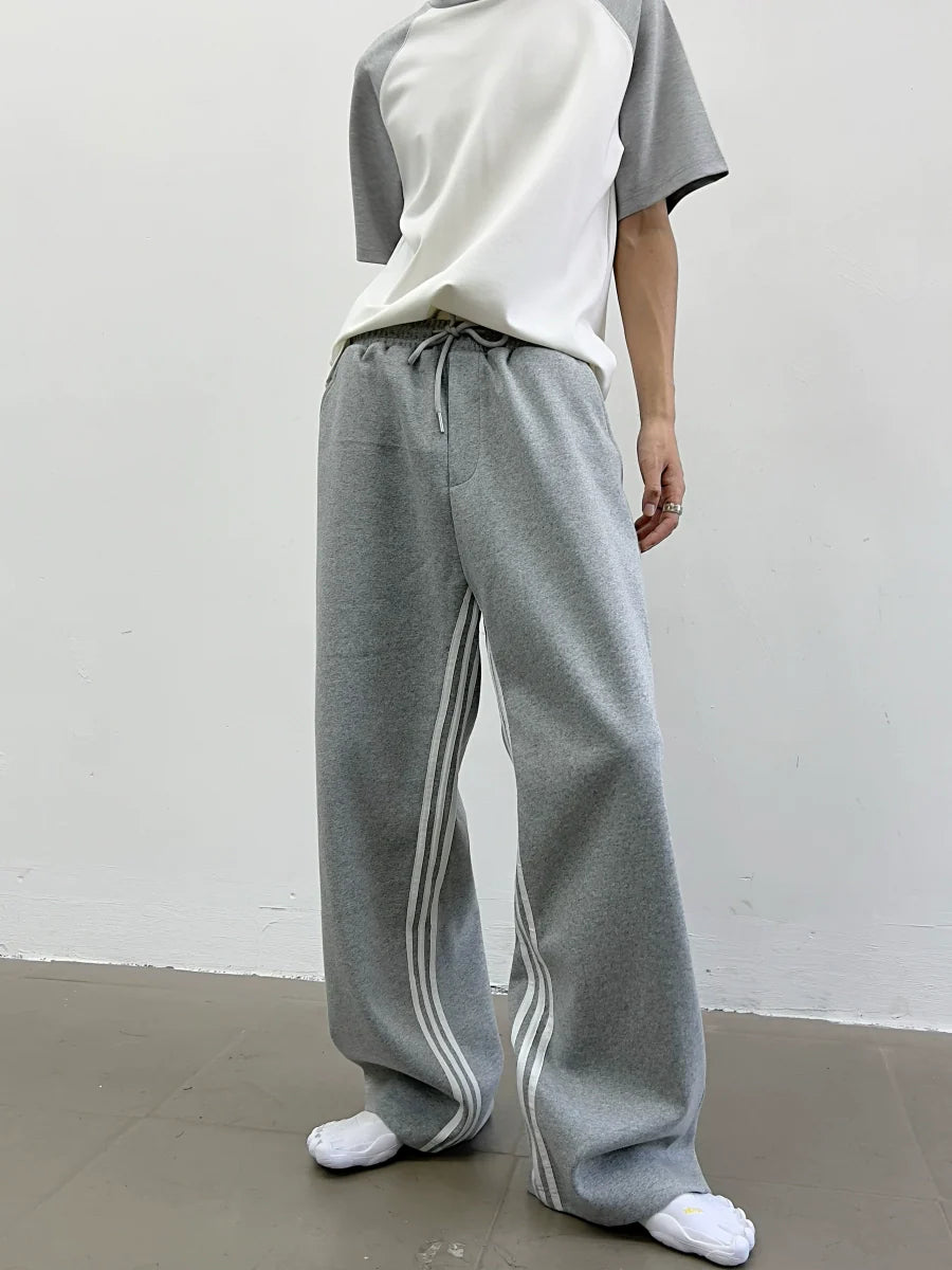 Monochrome Stripe Wide Track Pants
