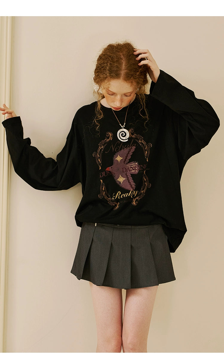 Vintage Graphic Print Layered Sweater